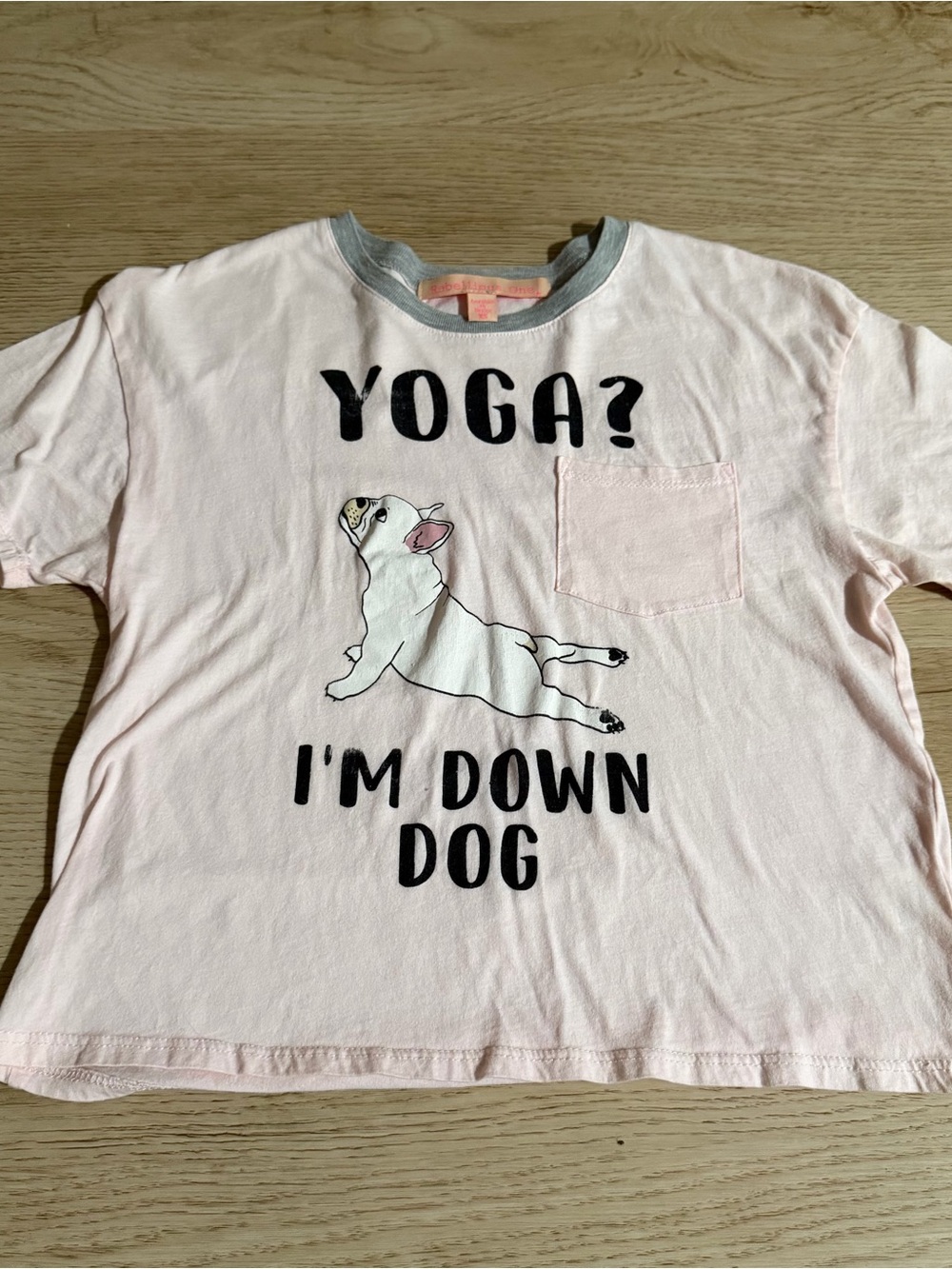 Rebellious One Light Pink 'Yoga? I'm Down Dog' Graphic Tee